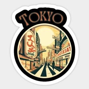 Tokyo Japan Retro Vintage Neon streetscape Sticker